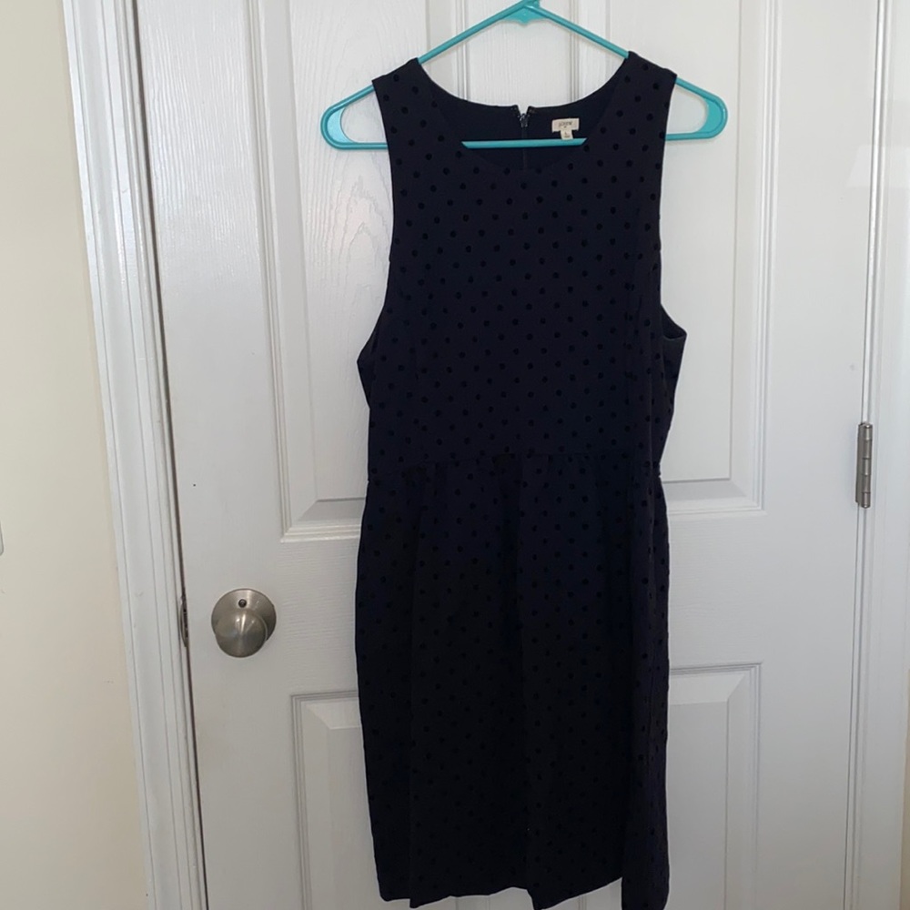 JCrew navy polka dot dress!